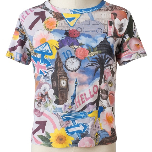 Paul Smith Blue and Pink Short Sleeve Tee Vibrant Graphic Design - Picture 1 of 7